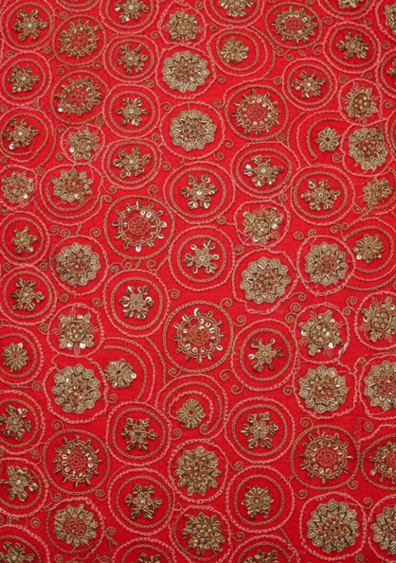 Red Embroidered Crepe Sharara Set - Indya