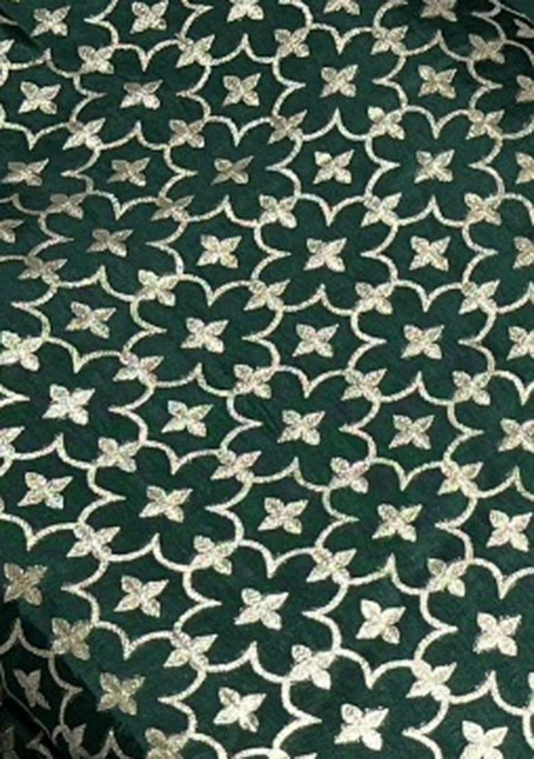 Bottle Green Jacquard Silk Anarkali Set - Indya
