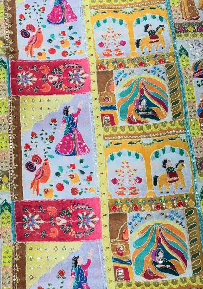 Yellow Figure Print Chinon Sharara Set - Indya