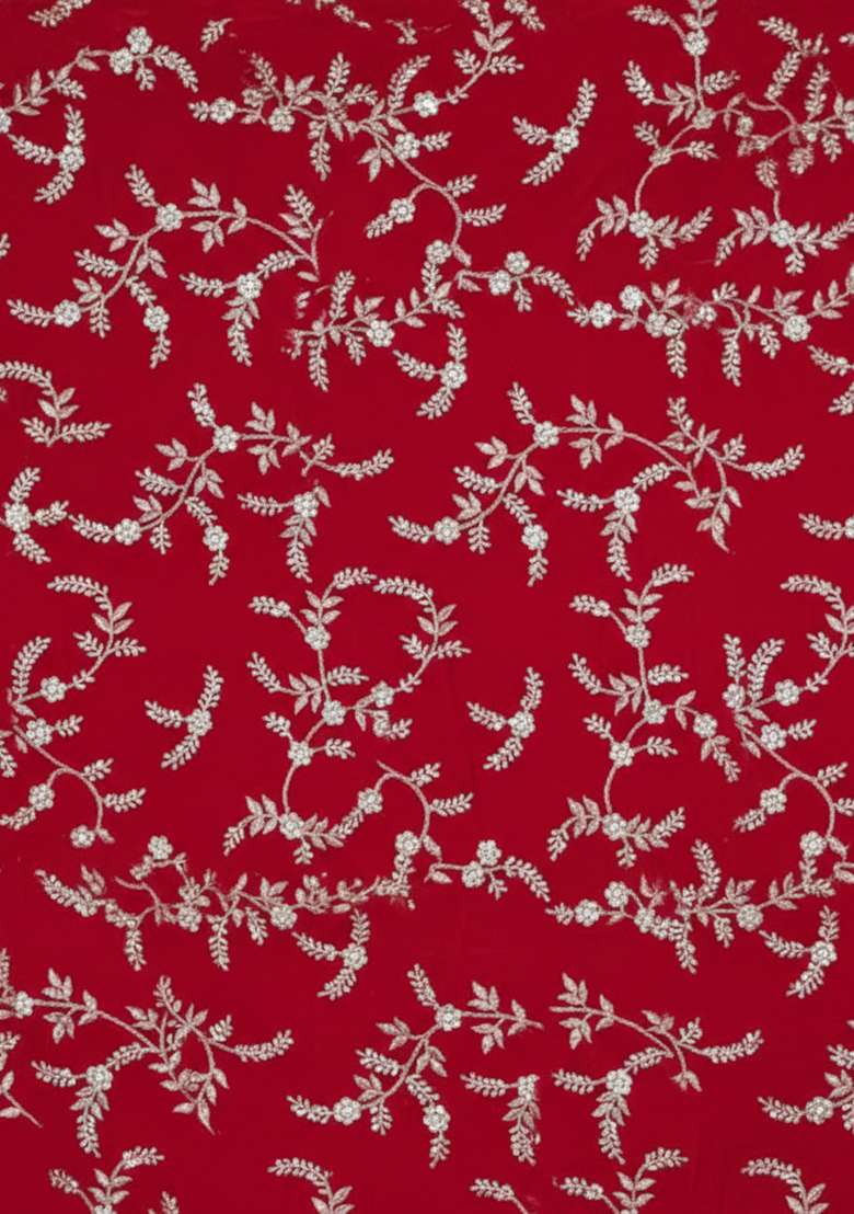 Deep Red Embroidered Crepe Sharara Set - Indya