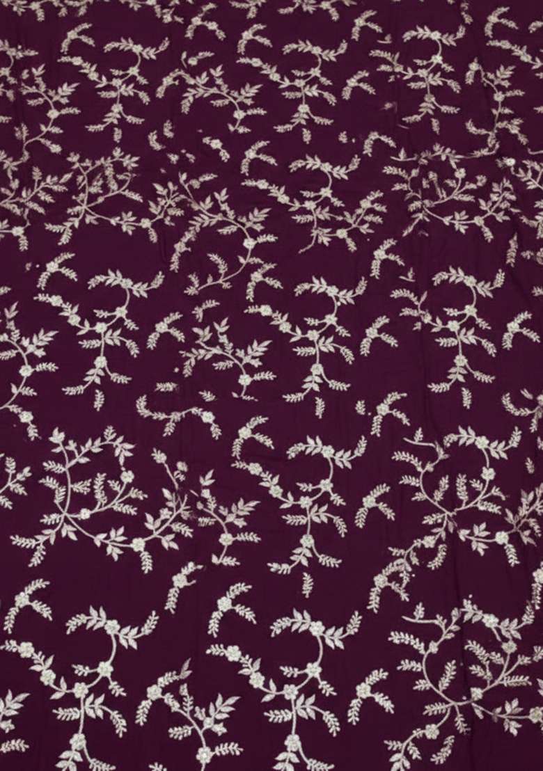 Wine Embroidered Crepe Sharara Set - Indya