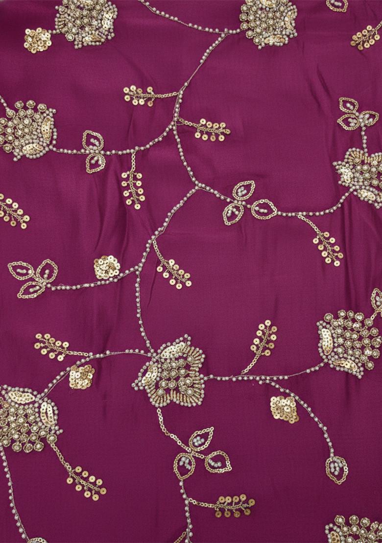 Maroon Embroidered Silk Anarkali With Dupatta - Indya