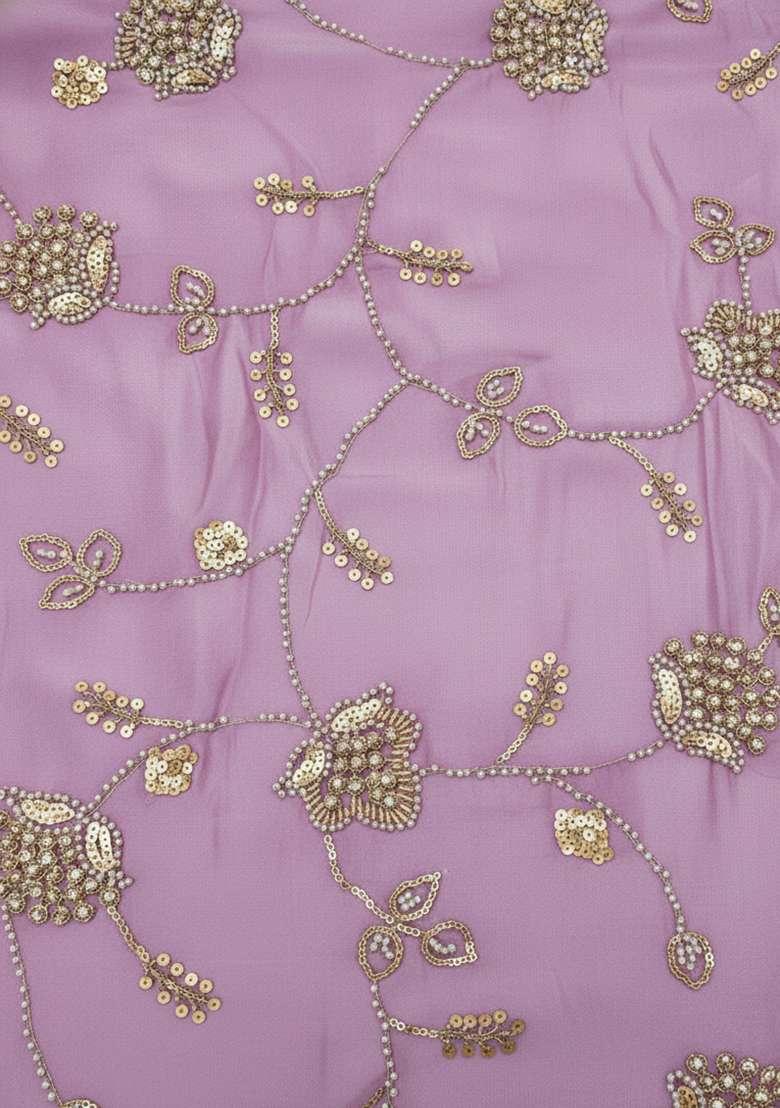 Lavender Embroidered Silk Anarkali With Dupatta - Indya