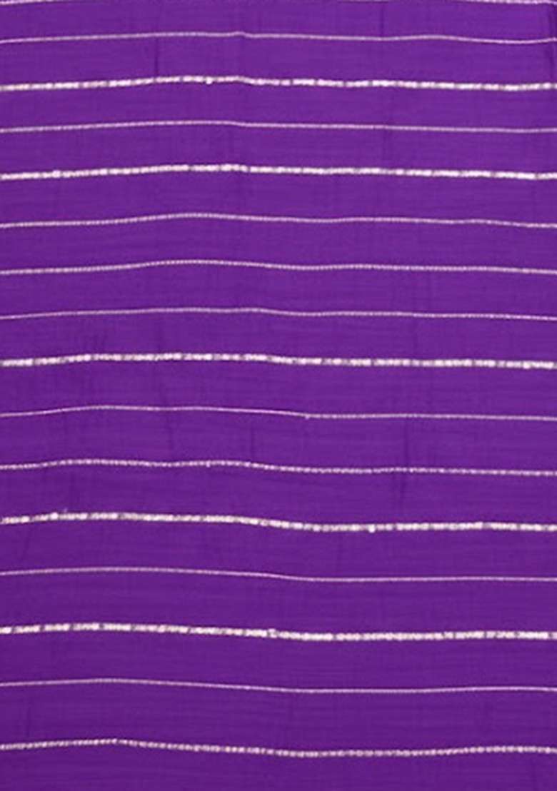 Purple Embroidered Chinnon Anarkali Set - Indya