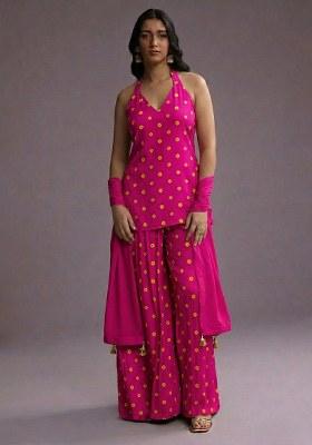 Rani Pink Printed Tissue Sharara Set