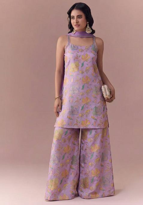 Lavender Floral Print Jacquard Co Ord Set