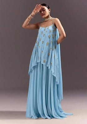 Sky Blue Chinon Handwork Fusion Set