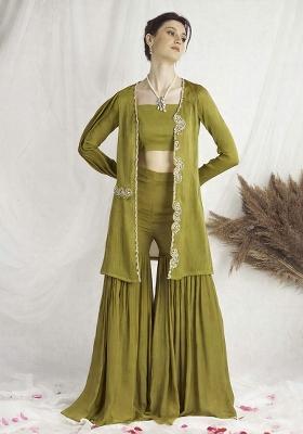 Olive Green Chinon Handwork Fusion Set