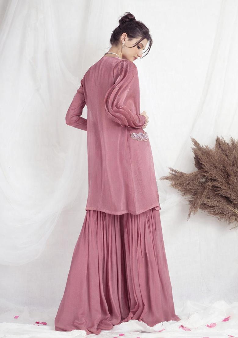 Pink Chinon Handwork Fusion Set - Indya