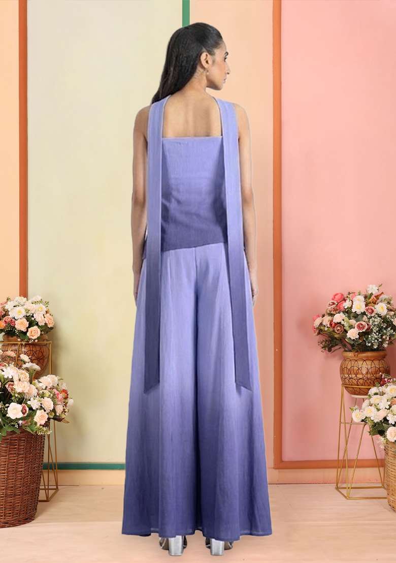 Lavender Hand Work Georgette  Sharara Set - Indya