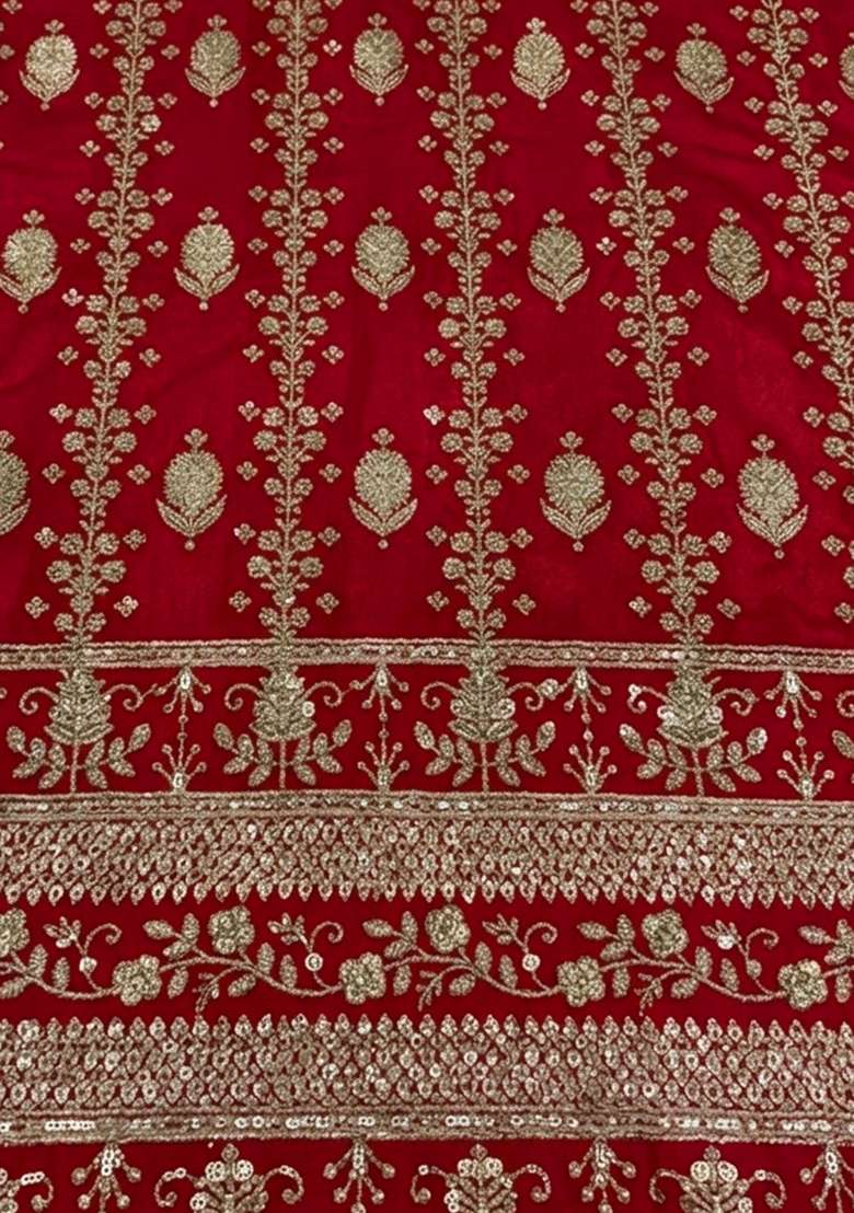 Red Embroidered Silk Anarkali Set - Indya