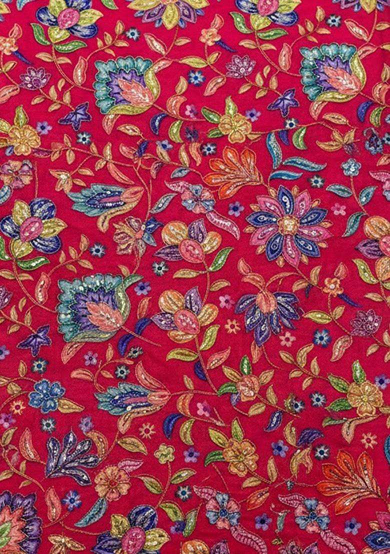 Pink Floral Print Chinon Kurta Set - Indya