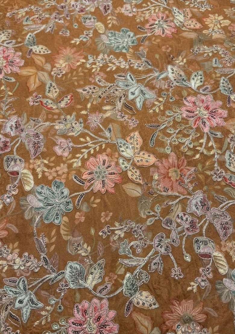 Brown Sequin Crepe Sharara Set - Indya