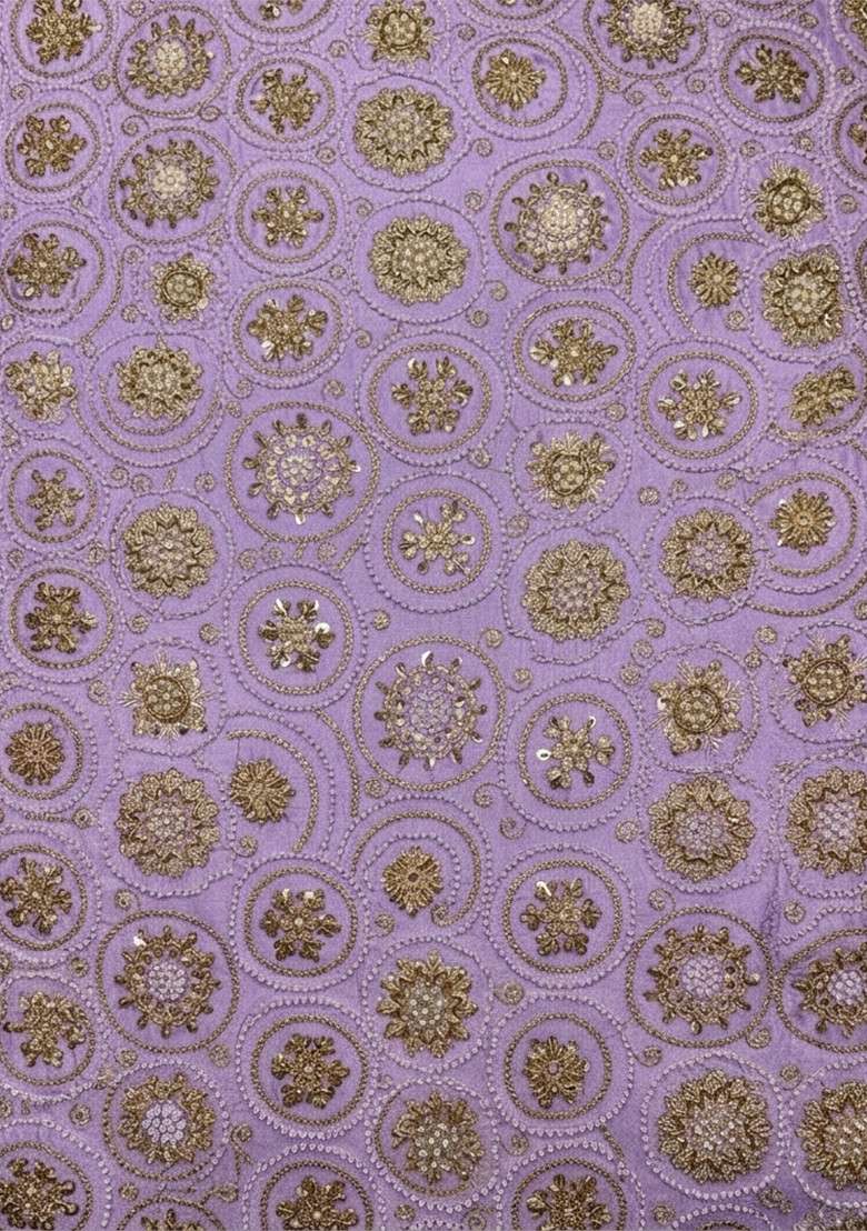 Lavender Embroidered Tissue Fusion Set - Indya