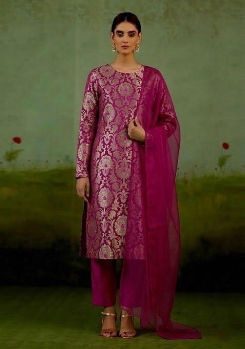 Magenta Silk Kurta Set