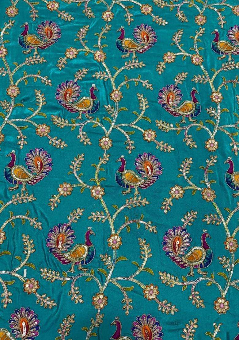 Teal Green Floral Print Crepe Sharara Set - Indya