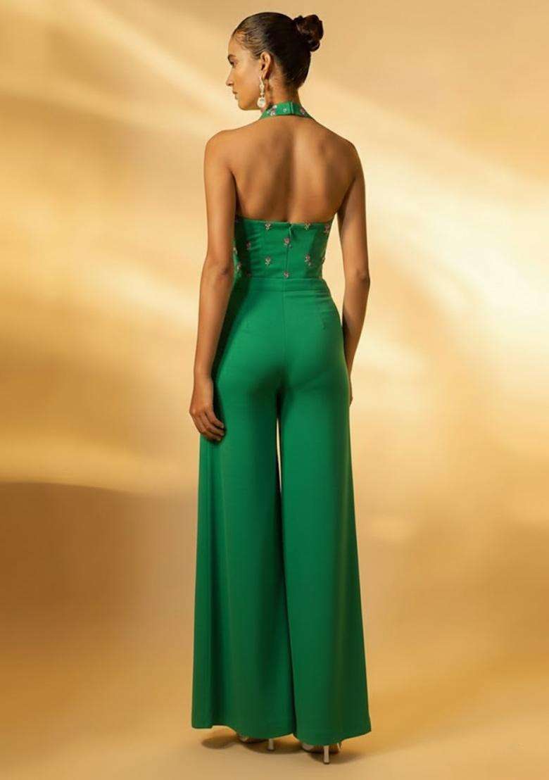 Green Sequin Chinon Fusion Set - Indya