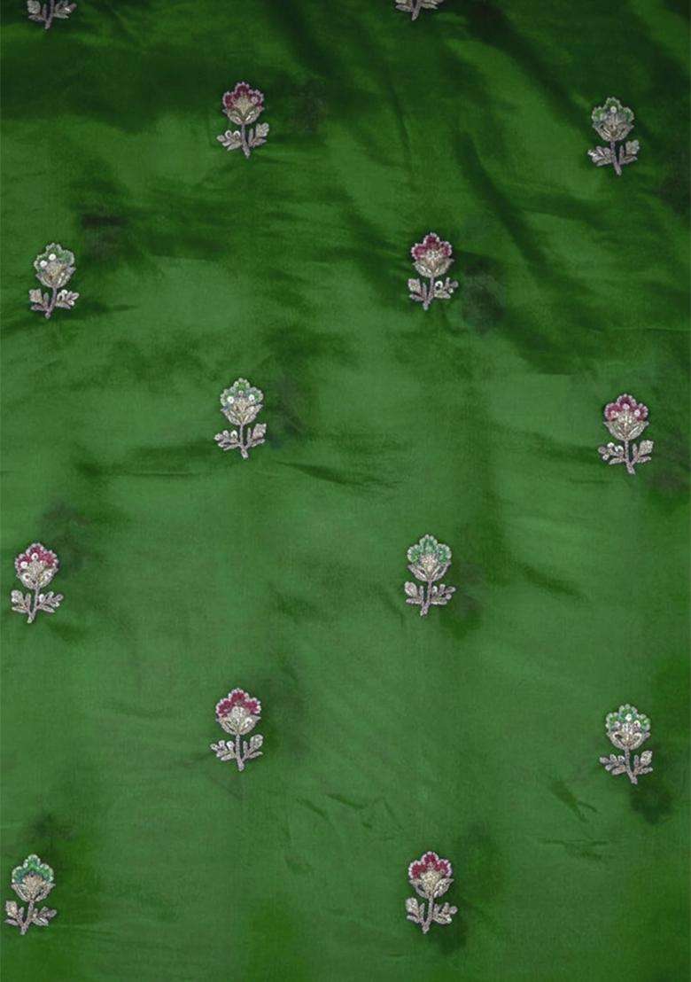 Green Sequin Chinon Fusion Set - Indya