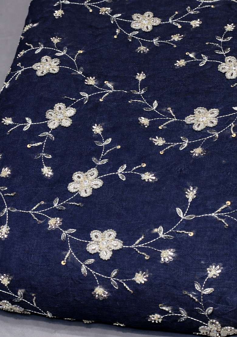 Blue Embroidered Chanderi Sharara Set - Indya
