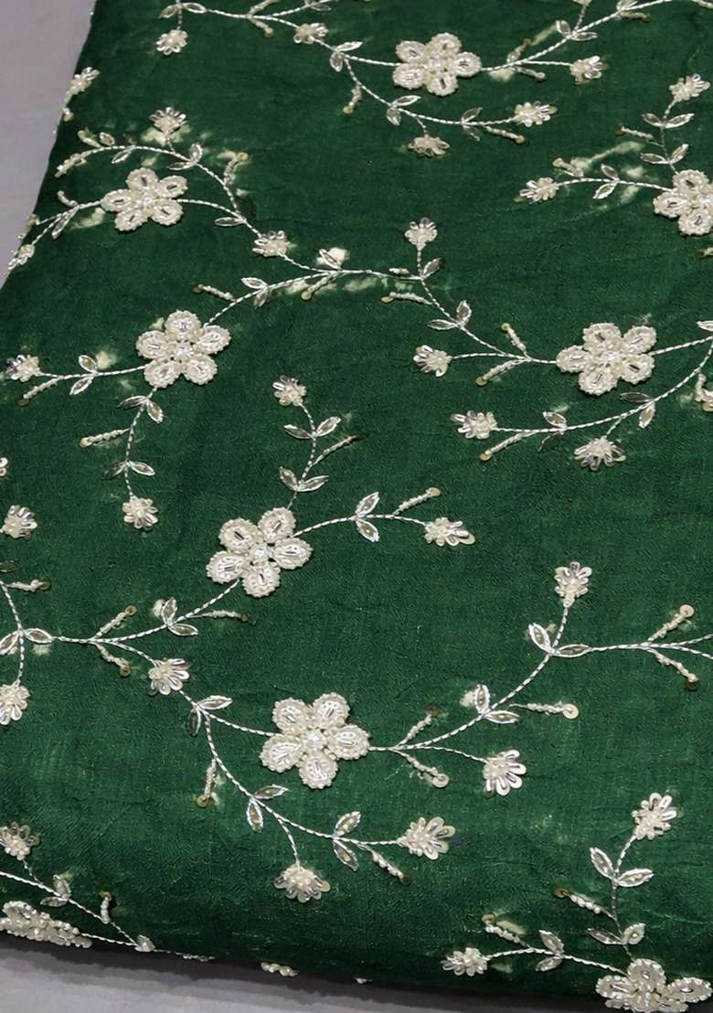 Green Embroidered Chanderi Sharara Set - Indya