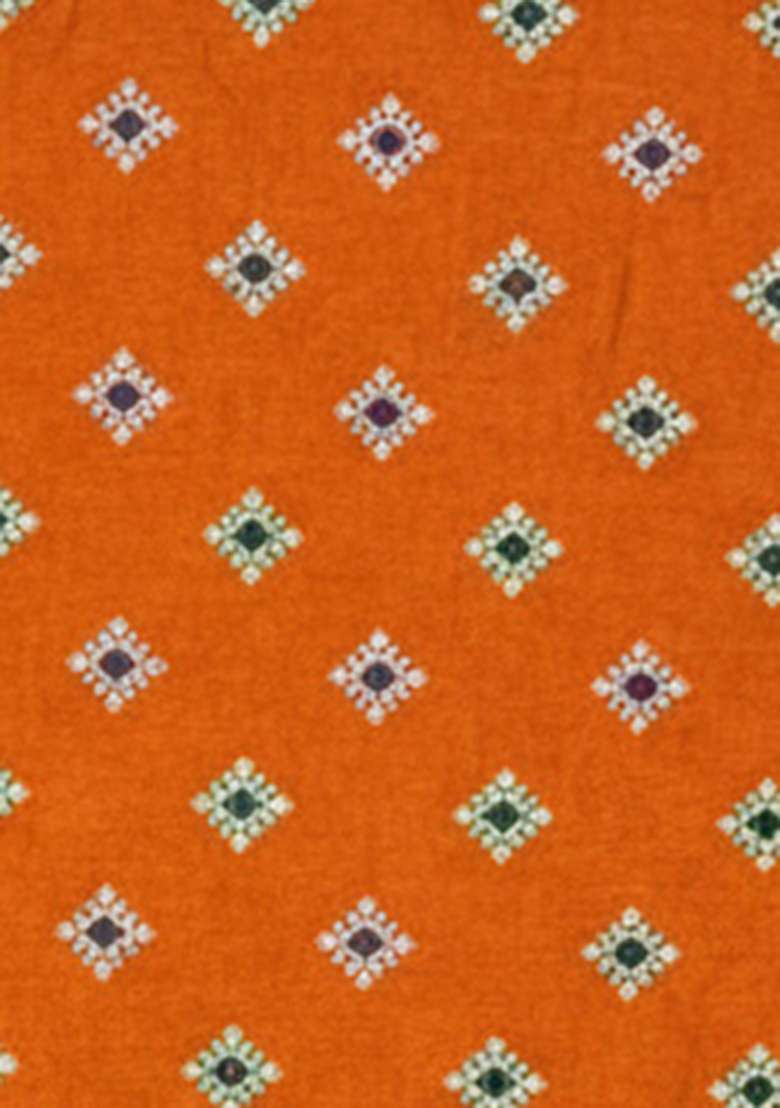Orange Booti Print Chinon Sharara Set - Indya