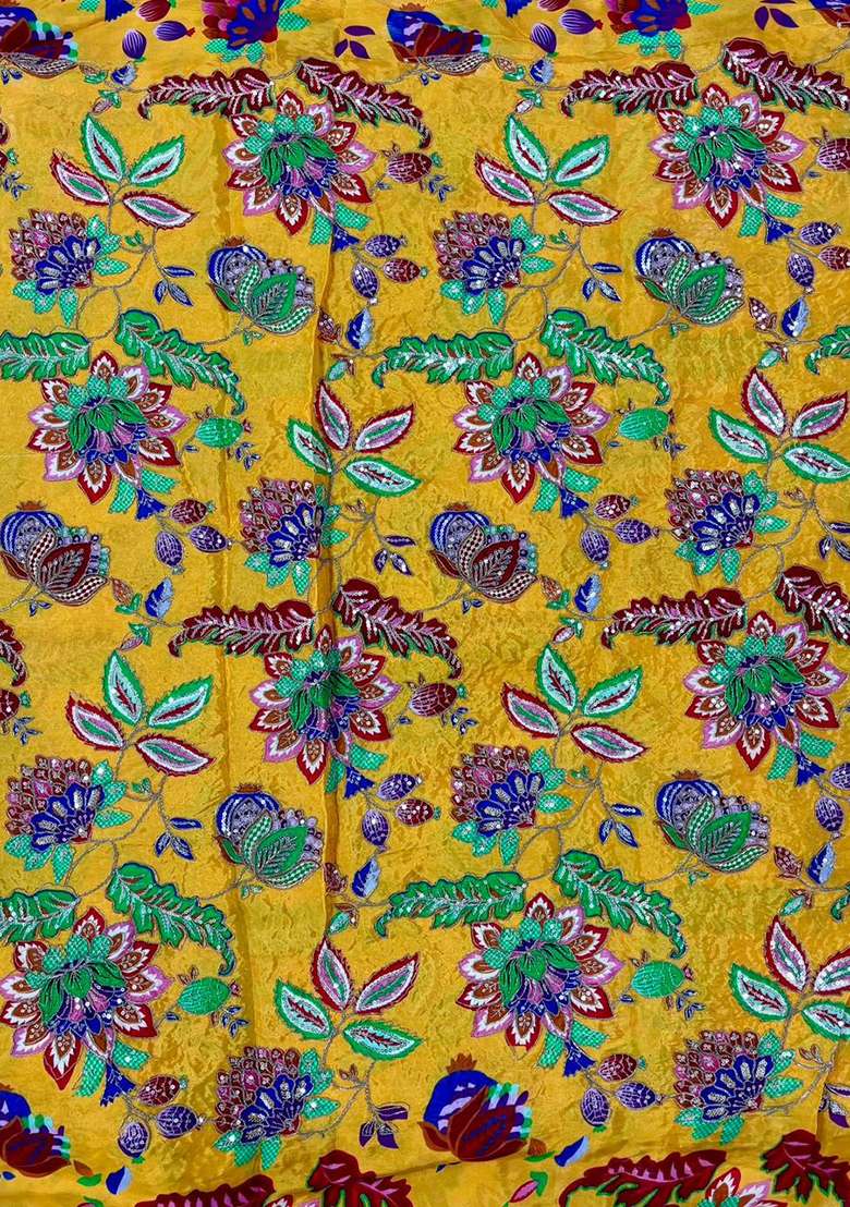 Mustard Sequin Crepe Sharara Set - Indya