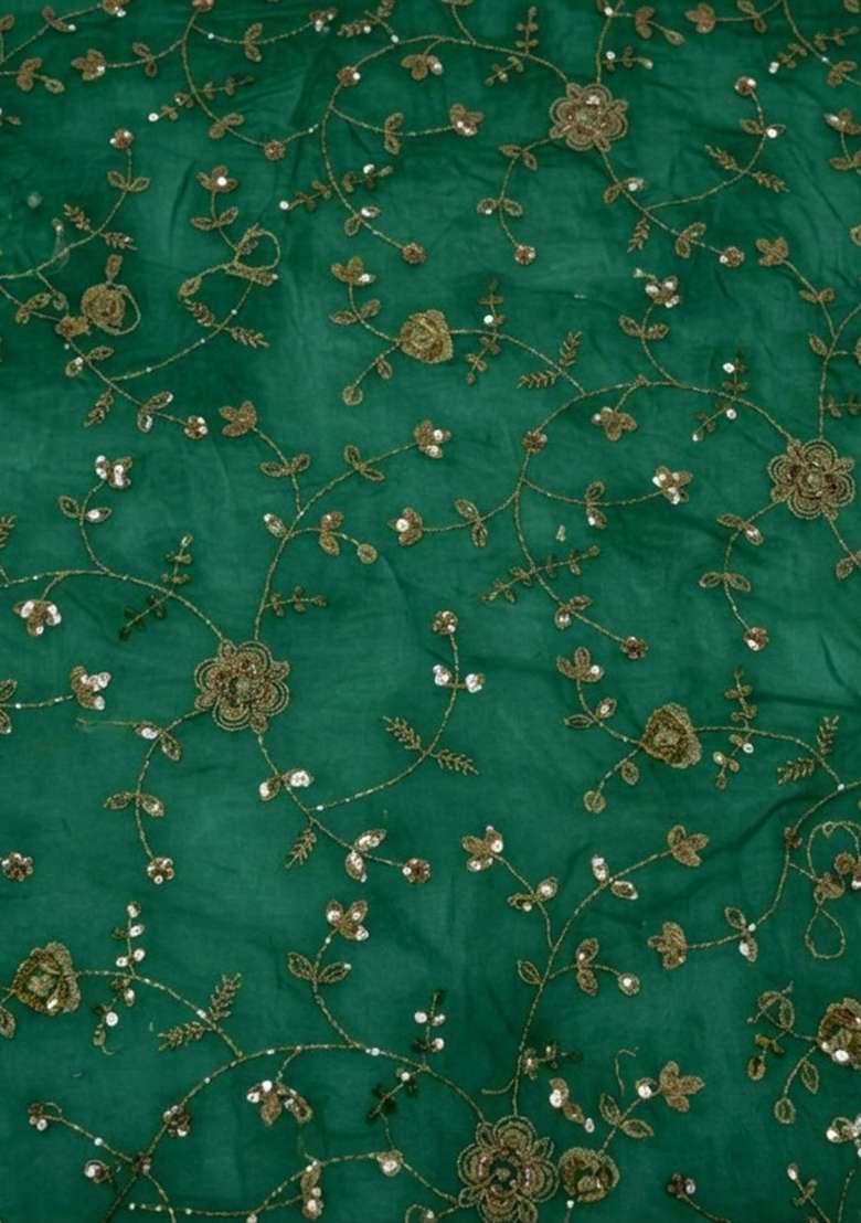 Green Sequin Crepe Sharara Set - Indya