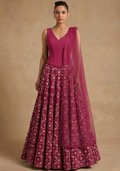 Rani Pink Silk Lehenga Set