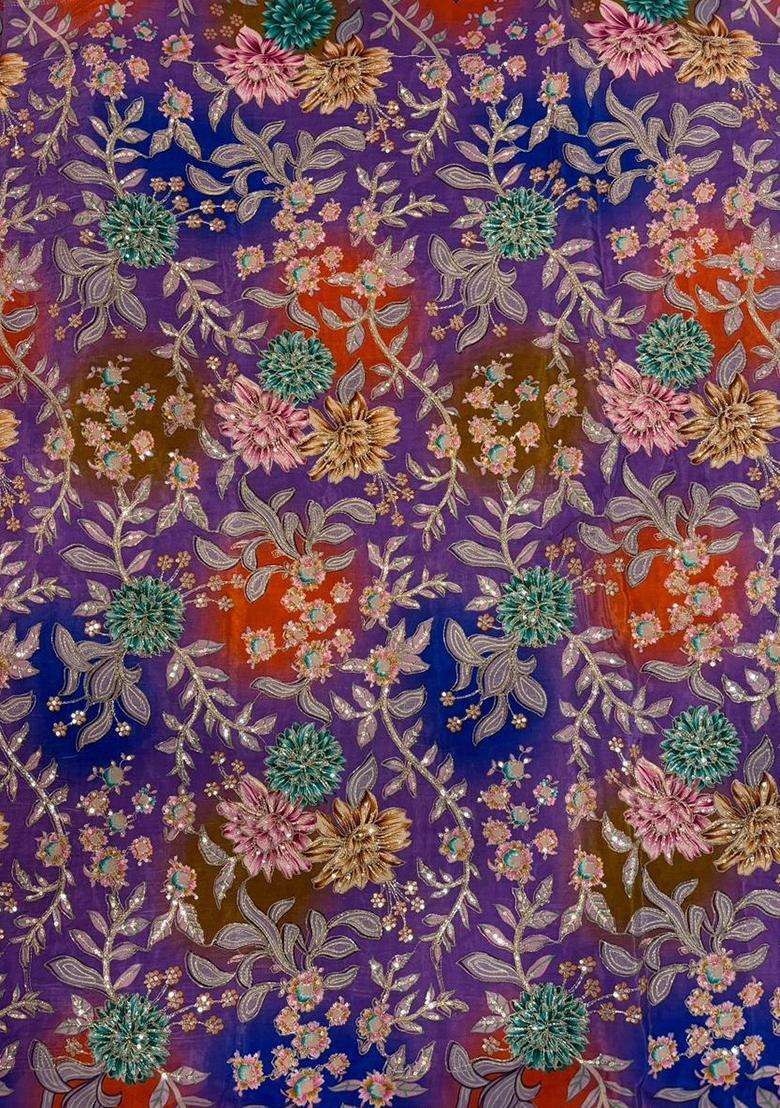 Purple Sequin Crepe Sharara Set - Indya