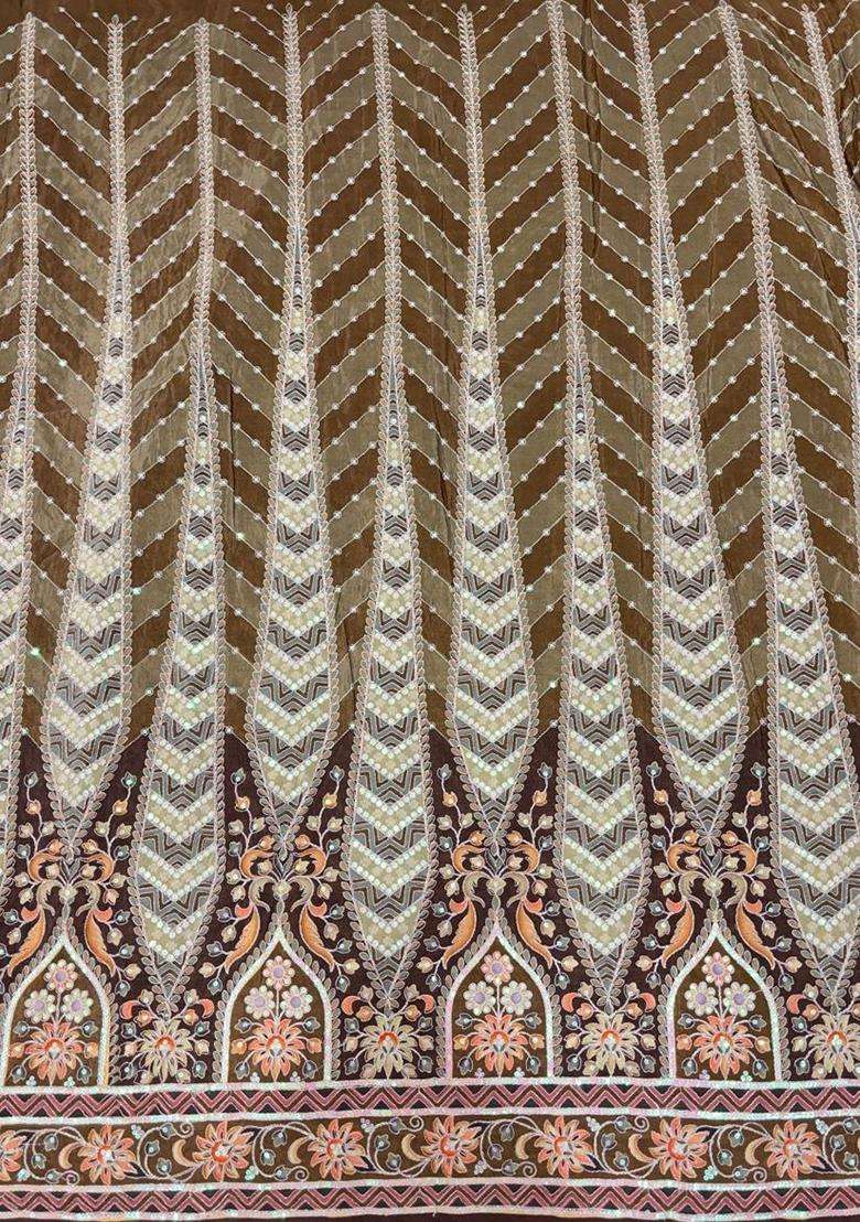 Brown Sequin Crepe Sharara Set - Indya