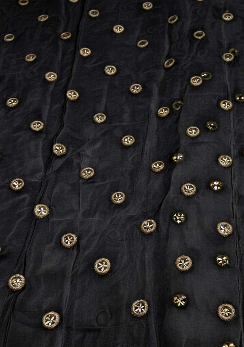 Black Embroidered Crepe Sharara Set - Indya