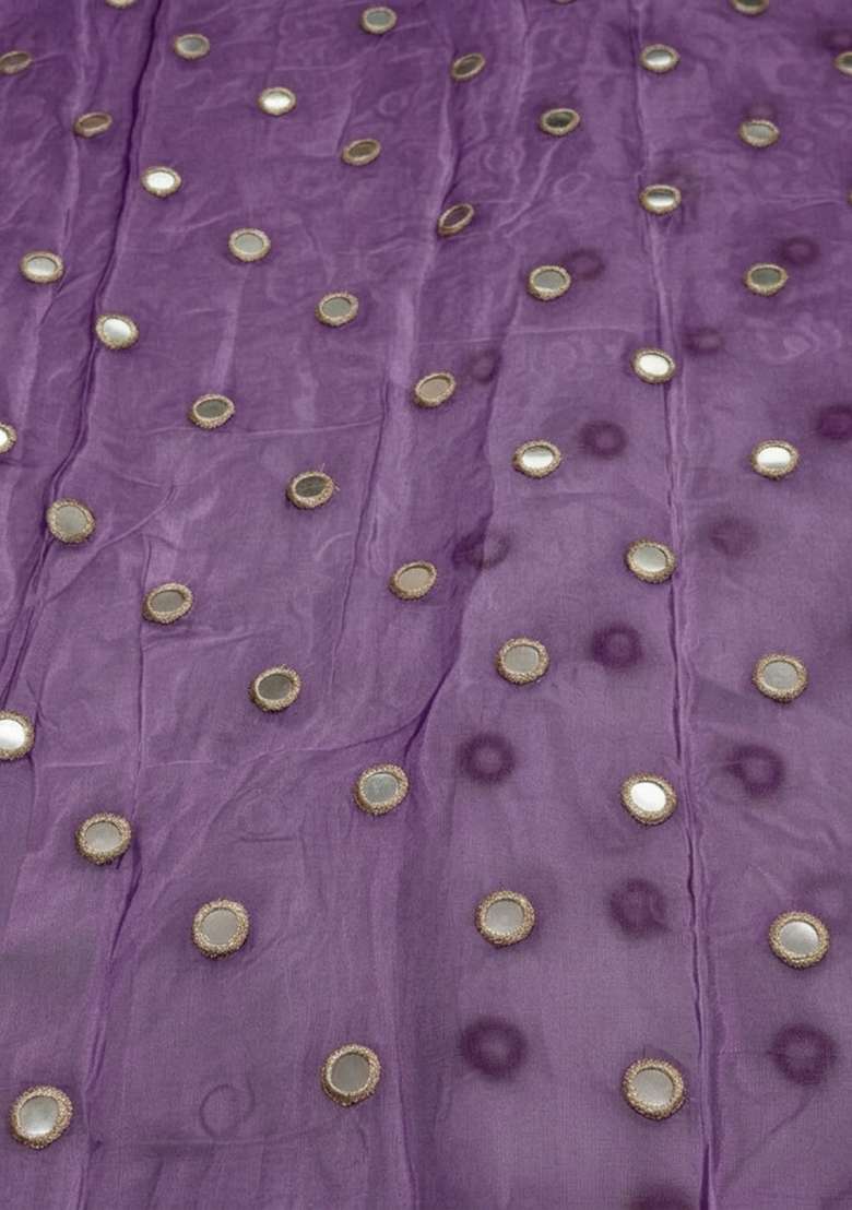 Purple Embroidered Crepe Sharara Set - Indya
