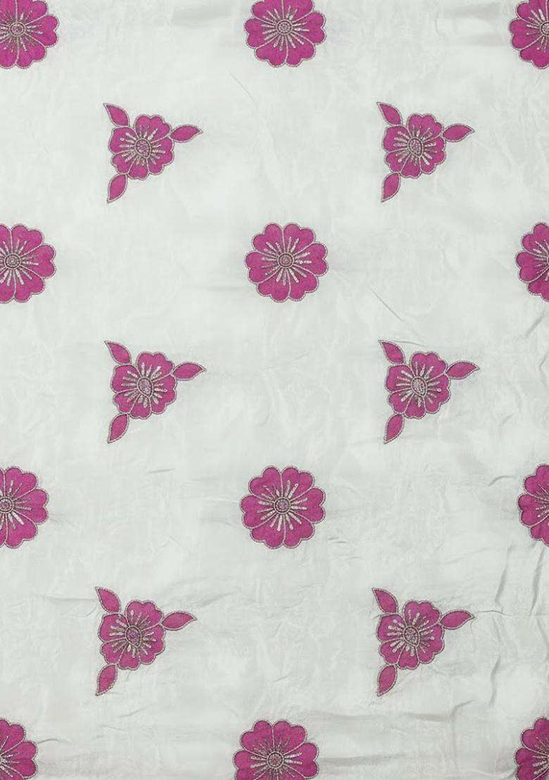 Ivory Embroidered Crepe Sharara Set - Indya
