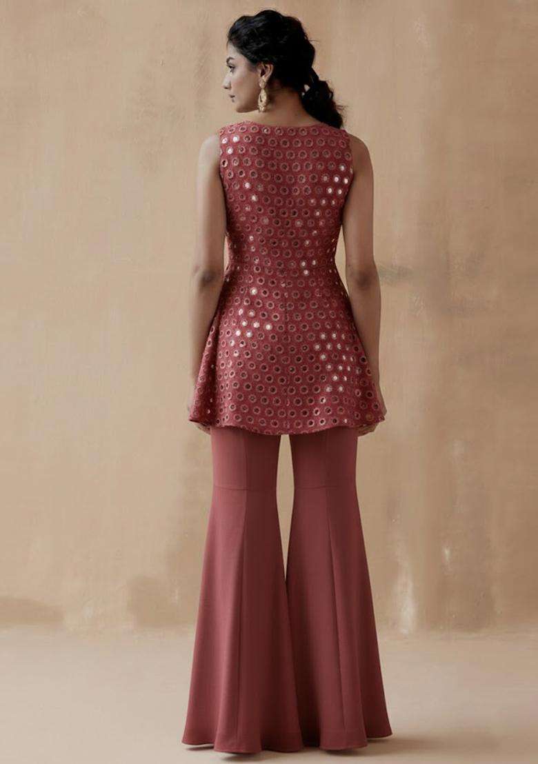 Wine Mirror Georgette Fusion Set - Indya