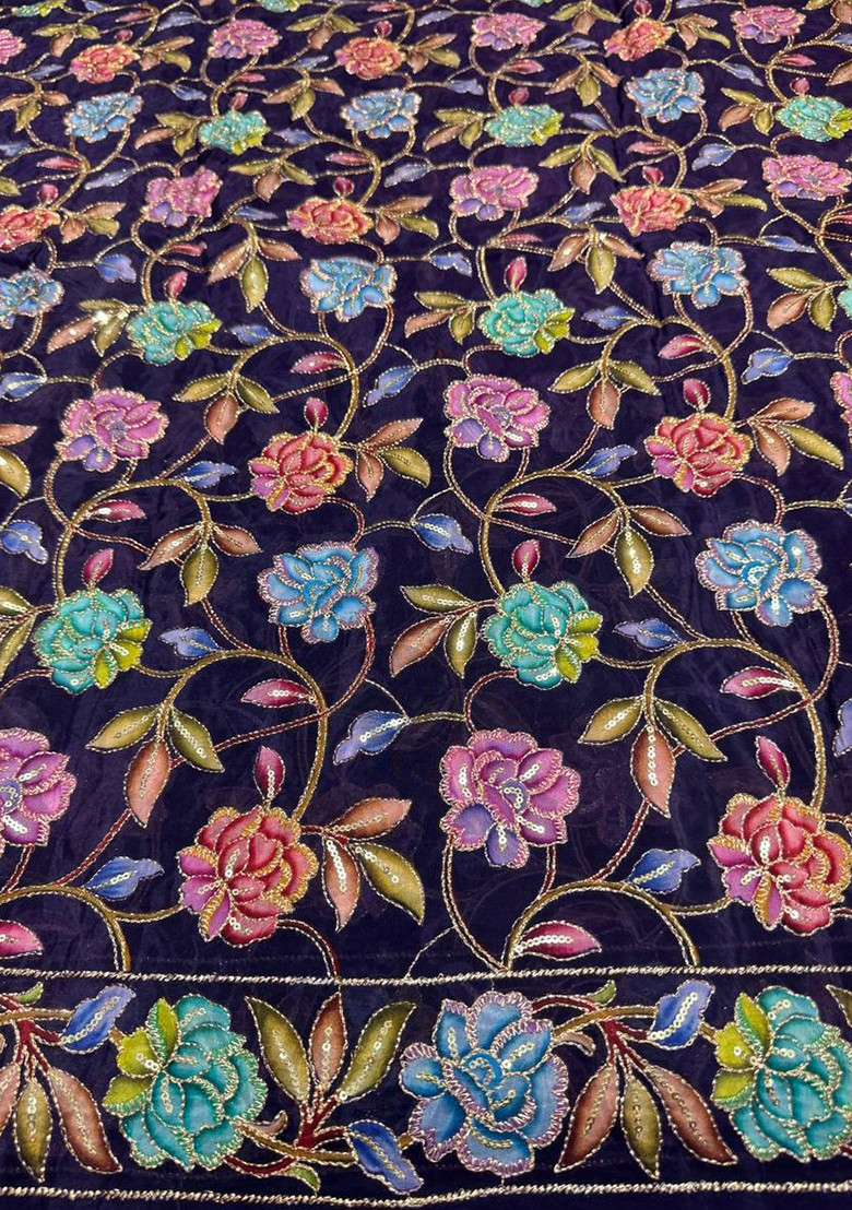 Royal Blue Sequin Crepe Sharara Set - Indya