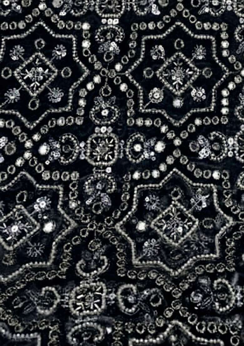 Black Embroidered Net Sharara Set - Indya