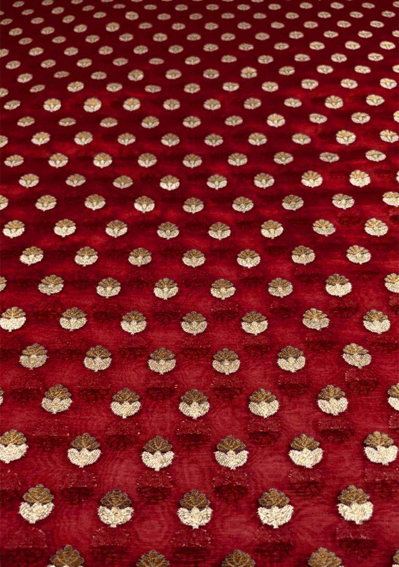 Red Chanderi Sharara Set - Indya