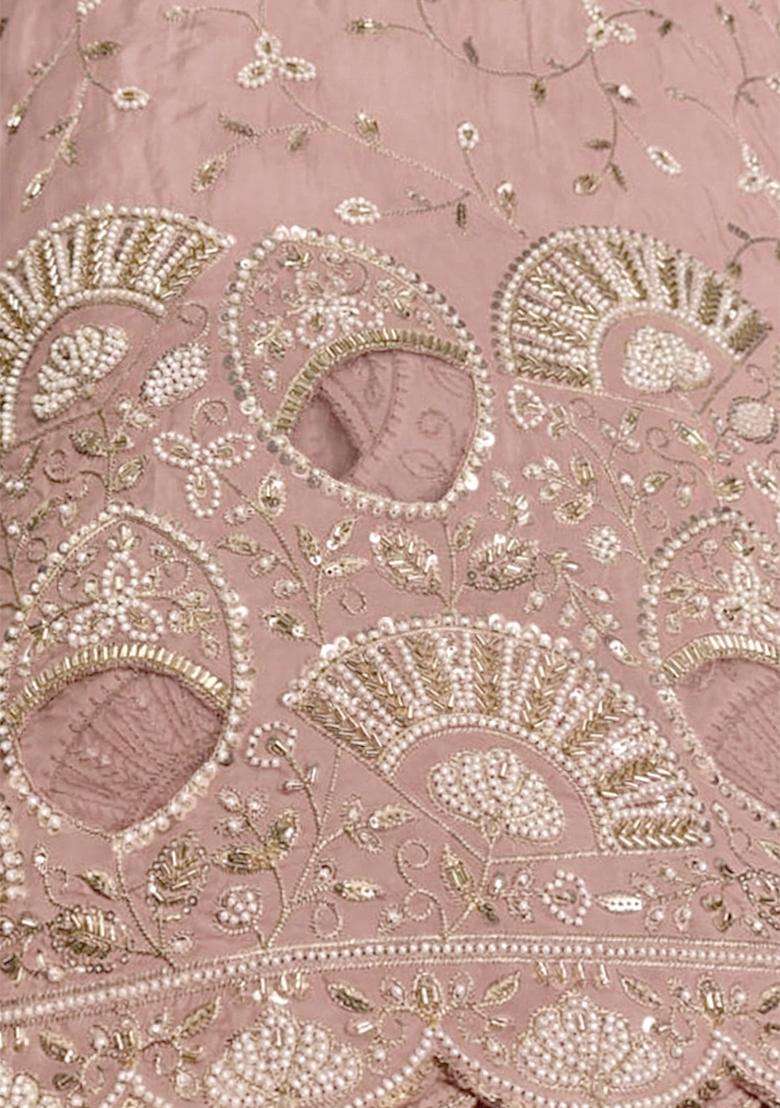Soft Pink Embroidered Crepe Sharara Set - Indya