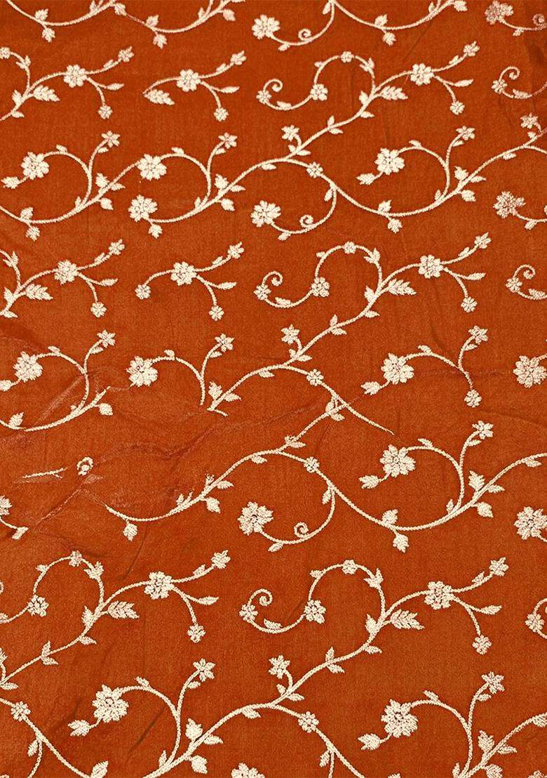 Orange Tissue Anarkali With Dupatta - Indya