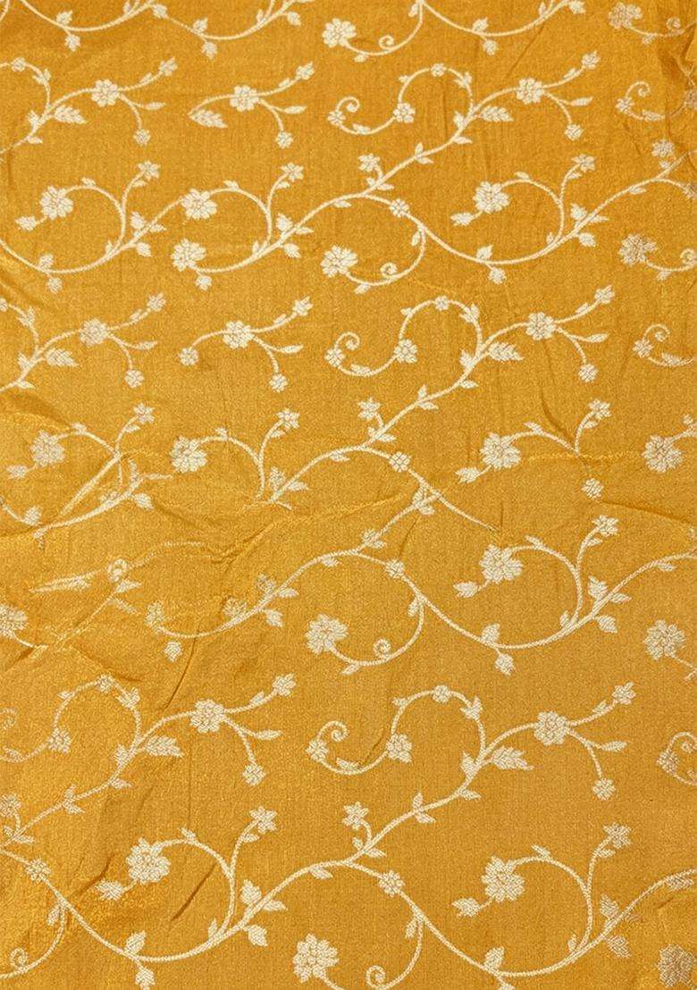 Yellow Tissue Anarkali With Dupatta - Indya