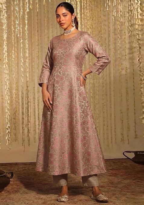Taupe Silk Kurta Set