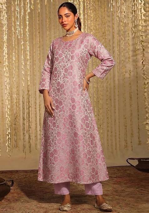 Mauve Silk Kurta Set