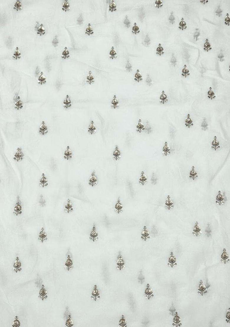 White Printed Silk Sharara Set - Indya