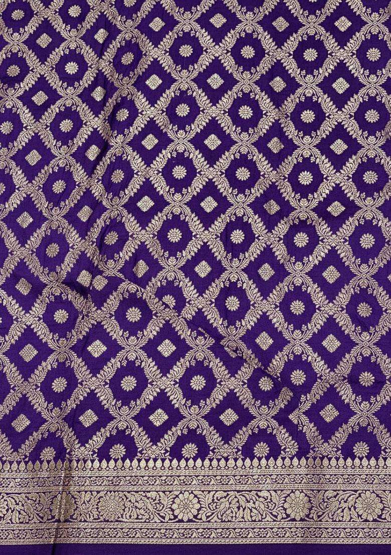 Purple Silk Anarkali With Dupatta - Indya