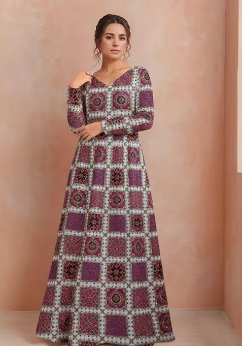 Pink Sequin Crepe Anarkali