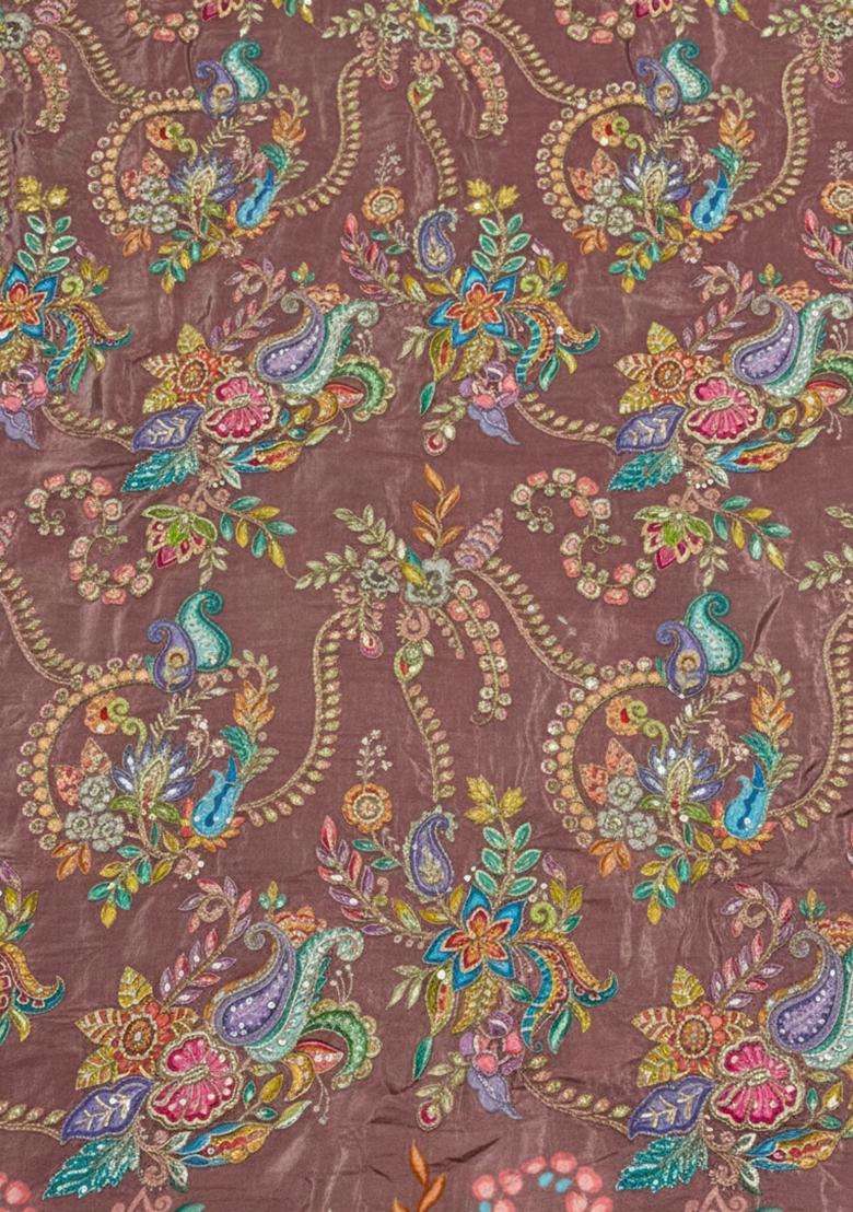 Mauve Embroidered Crepe Sharara Set - Indya