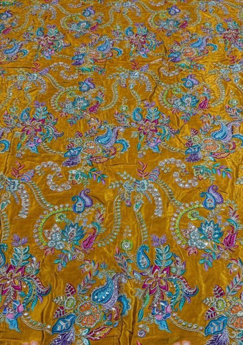 Yellow Embroidered Crepe Sharara Set - Indya
