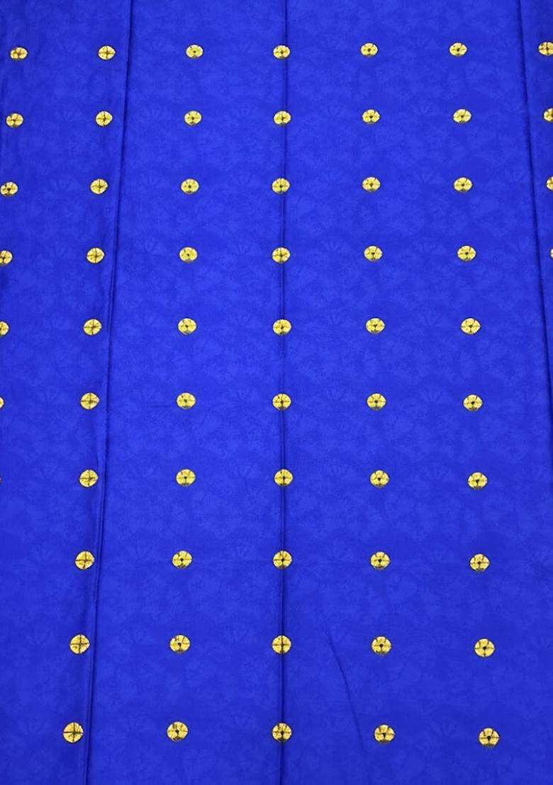 Royal Blue Printed Satin Kurta Set - Indya