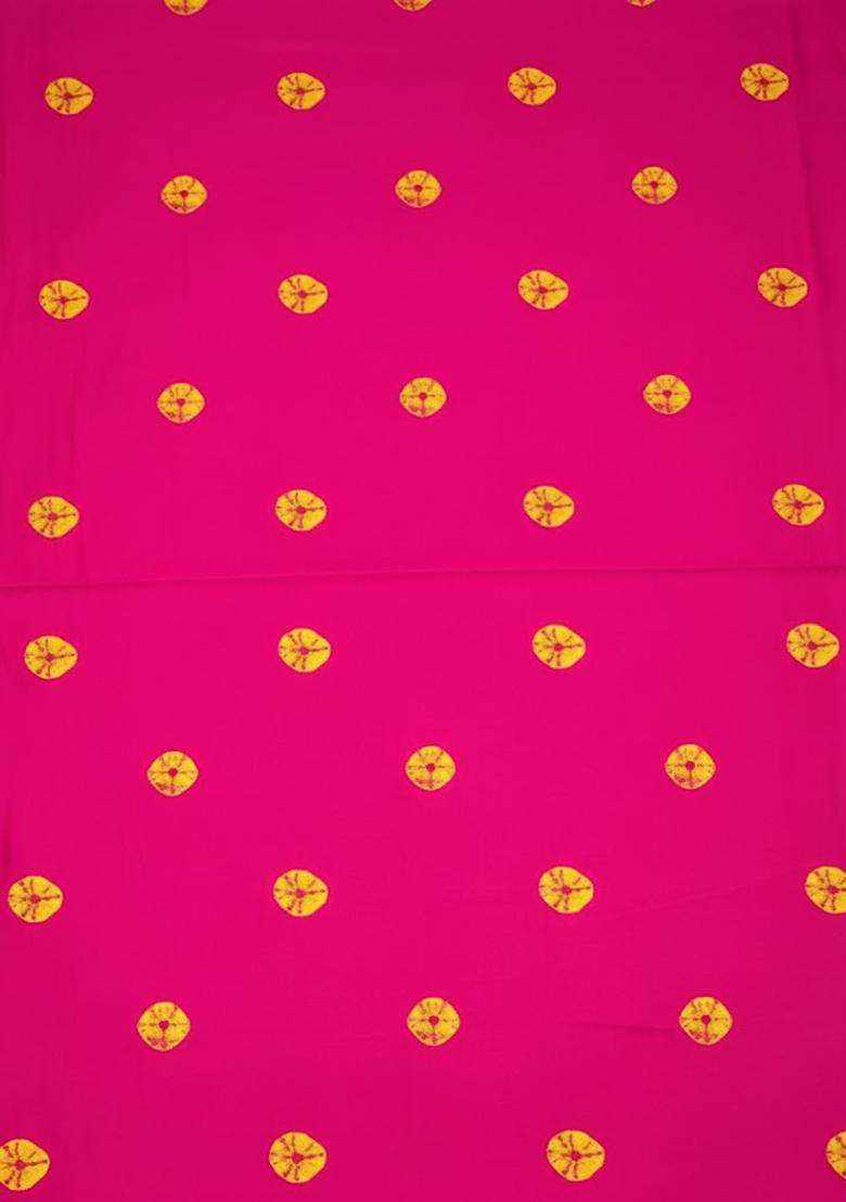 Hot Pink Printed Satin Kurta Set - Indya