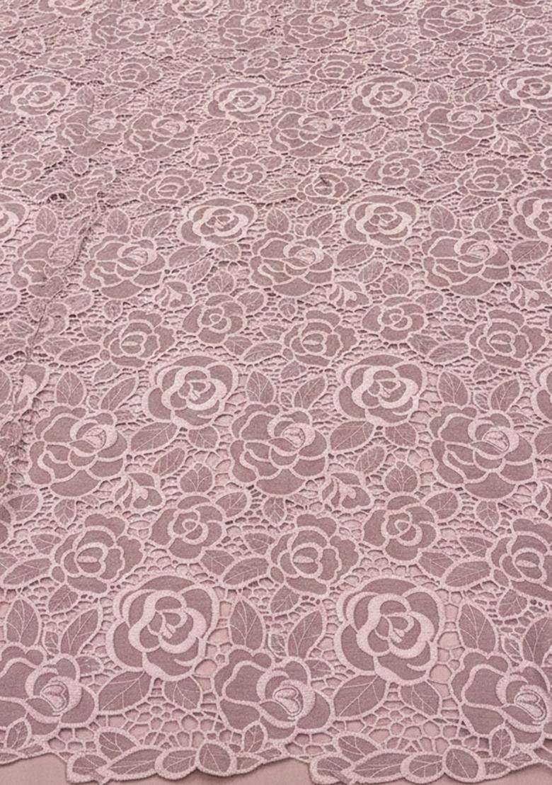 Dusty Pink Embroidered Crepe Fusion Set - Indya